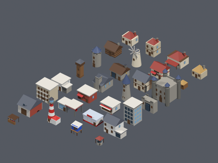 Low Poly City Mega Bundle Vehicles Buildings x214 preview 5
