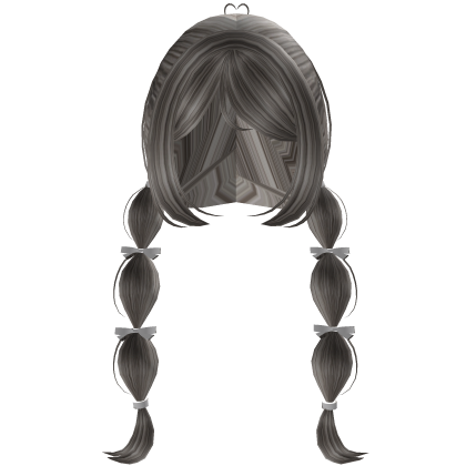 adorable cute heart bow pigtails hairstyle [grey]