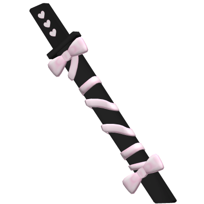 🤍 kawaii katana on back w/ ribbons black & pink