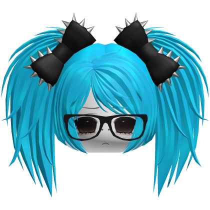 Gothic Moe Vkei Cyan Messy Pigtails /w Glasses