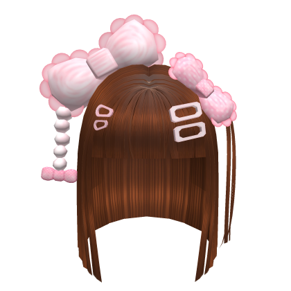 gyaru pink bows short hime hair brown thumbnail