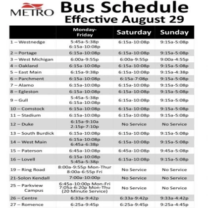 Bus schedule