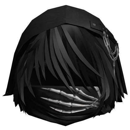 [💸CHEAP] Black Messy Hair Hood Skeleton Hand Mask Roblox item