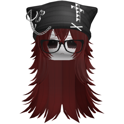 Emo Moe Red Long Wispy Hair /w Beanie