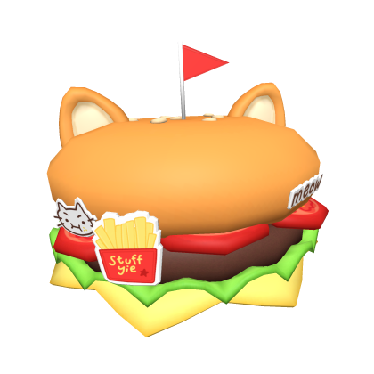 ♡ cutesy fast food silly kitty cheese burger hat
