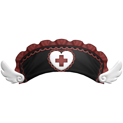 ♡ ┊ angel nurse hat in black + red
