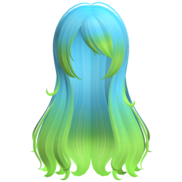 frutiger aero blue green wispy long flowy hair 
