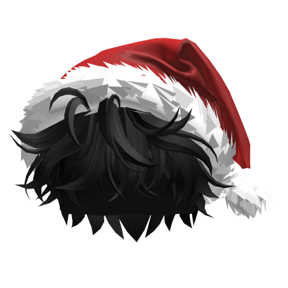 Black Messy Hair w/ Santa Hat