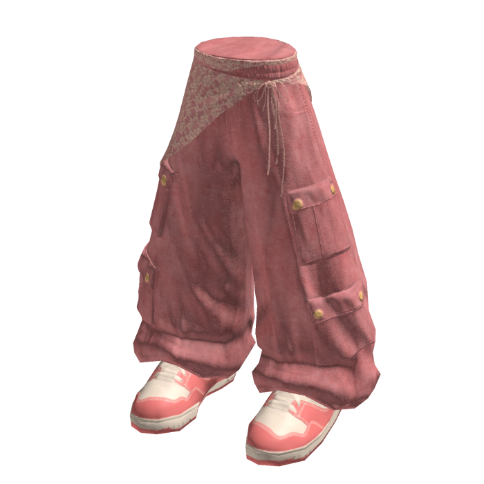 Vintage Lace Cargo Pants (Pink)