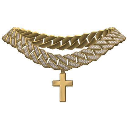 Gold Iced Out Cuban Cross Chain [Boy]