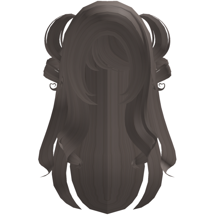 sweet cute brown long wavy hair w twin pigtails