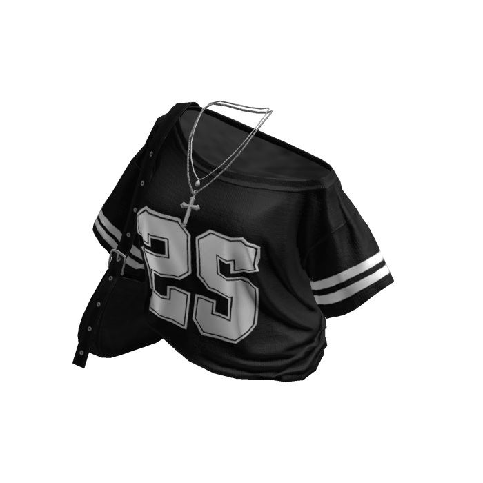Y2K Black Off-Shoulder Jersey w/ Cross Bag