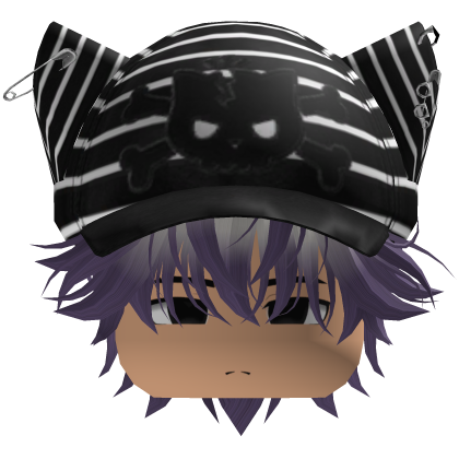 Cute Y2K emo white purple hair with hat Roblox item