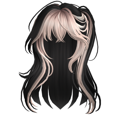Two-Tone Anime Hair w/ Side Ponytail Black&Blonde Roblox item