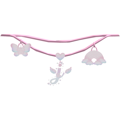 Cute Pink Kawaii Rainbow 1.0 initial J Necklace Roblox item