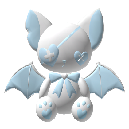 Goth Big Bat Plush - White Pastel Blue