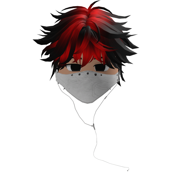 Cute Emo Boy Headphones Mask white Y2K ( red )