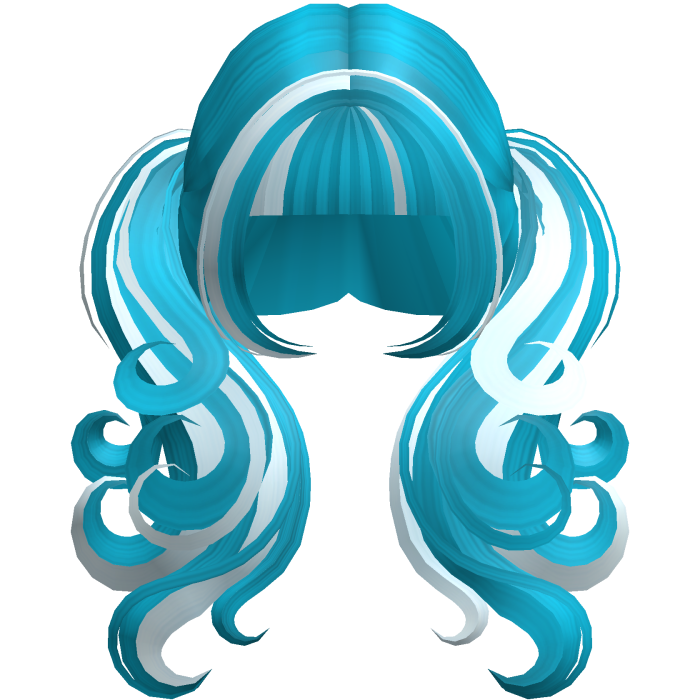 Blue White Cute Long Messy Swirly Pigtails