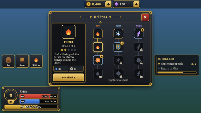 RPG UI Kit Inventory Quest Health Mana HUD Panels preview 6