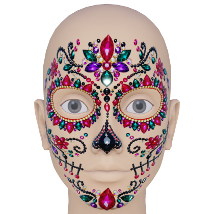 Halloween Día de los Muertos Bedazzled Face