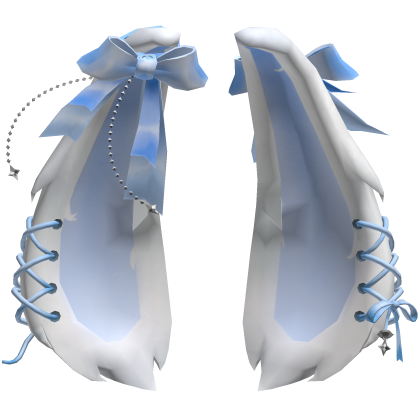Lolita Cute Bunny Ears With Ribbon | White & Blue  Roblox item