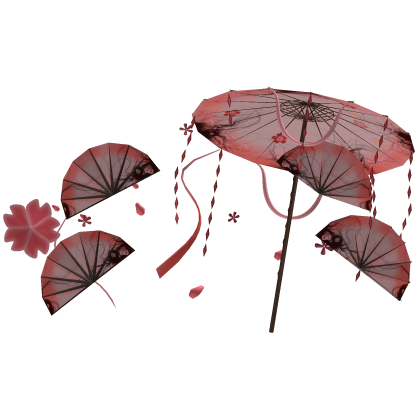 Japanese Red Sakura Umbrella & Fans