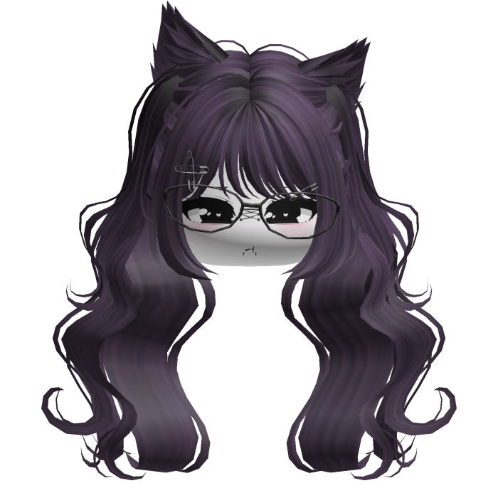 Wavy Moe Pigtails w/ Cat Ears (Purple)