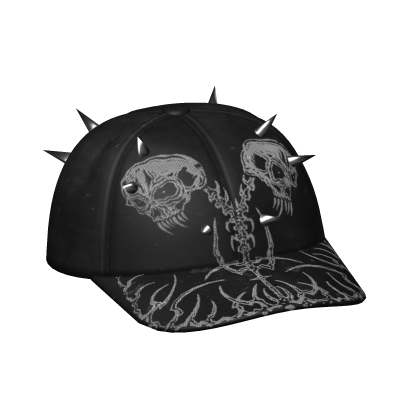 [⌛💀] Y2k Skeleton Spiked Streetwear Hat Black