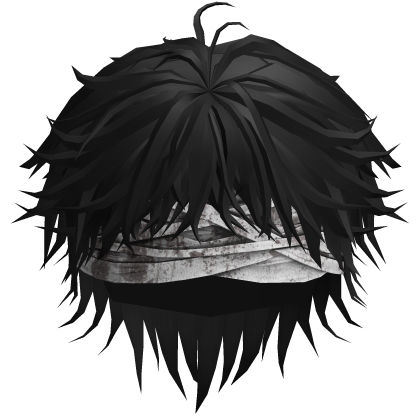 Black Messy Anime Boy Hair w/ Bandages Roblox item