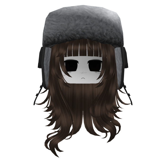 Cute Emo Long Ushanka Hair W/ Face (Brown)