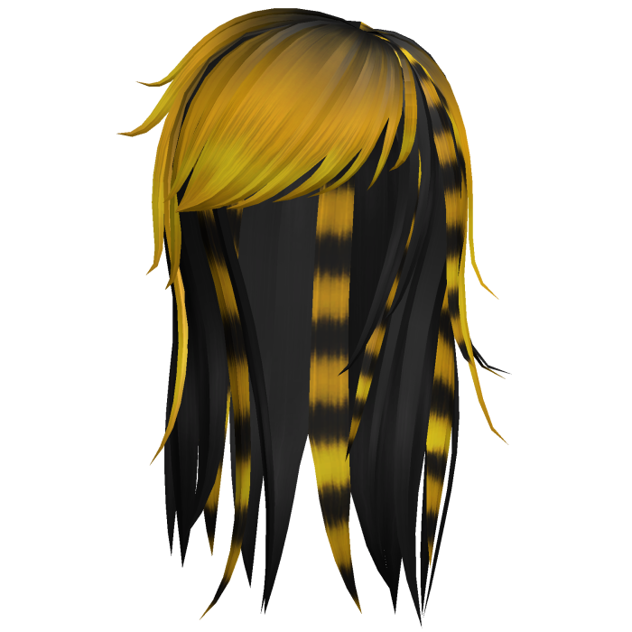 black and yellow side bangs scene hair