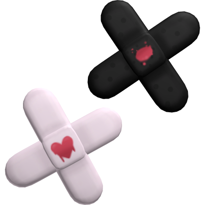 ✚ ꒰ cute black & white band aids kawaii hairclips 