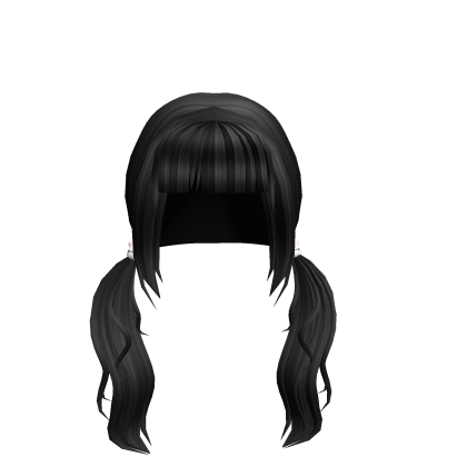 ♡ cutesy black pigtails w bunny clips  Roblox item