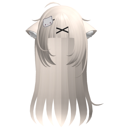 ♡ kawaii long ash blonde hair w cat ears n clip