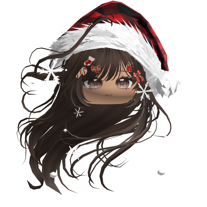 Windy Anime Hair w/Santa Hat (Brown)
