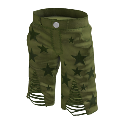 Y2K Distressed Star Denim Shorts (Green) thumbnail