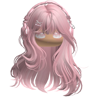 Cute Straight Hair w/ Headphones (Pink) Roblox item