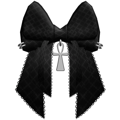 Gothic Spiked Plaid Hair Bow (Black n White) Roblox item