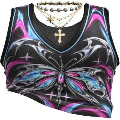 Y2K Baddie Jersey Top w/ Cross Necklace Bundi 3.0