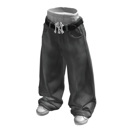 Baggy Grey Belted Jeans