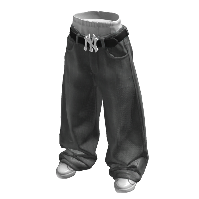 Baggy Grey Belted Jeans