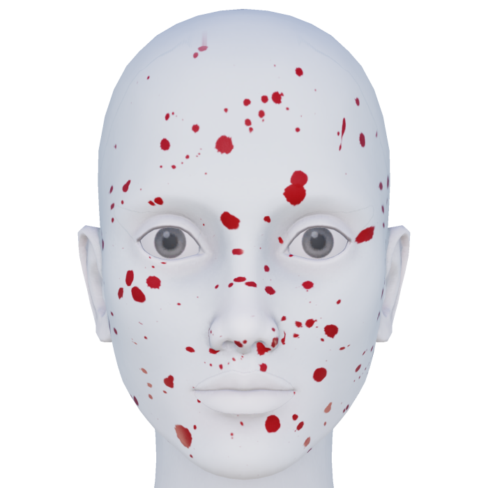 Red Paint Splatters On Face