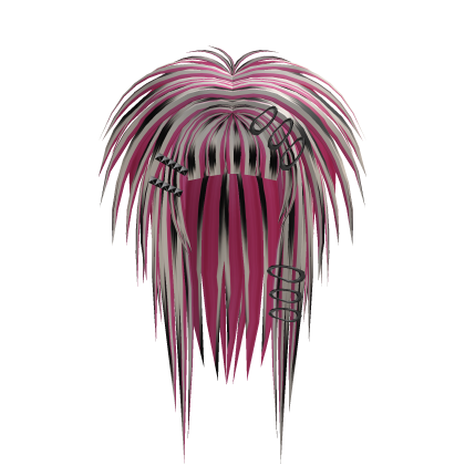 messy long gothic scene emo hair leopard pink  Roblox item