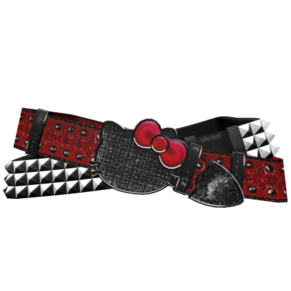 Y2K Studded Double Kitty Rhinestone Belt | Red/B