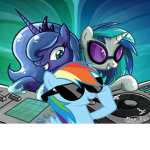 Rainbow Dash, Vinyl Scratch, and Princess Luna Fan