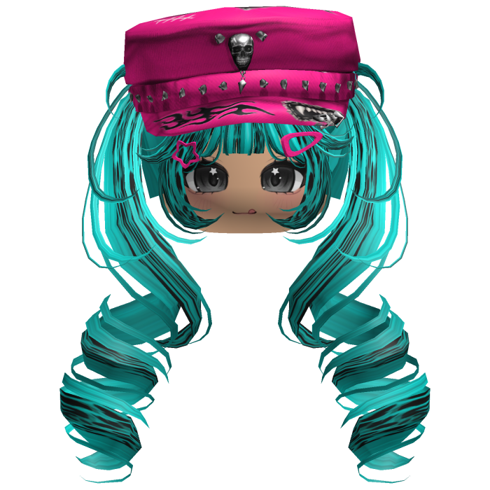Cheetah Teal Skull Y2K Cap Twirly Hair