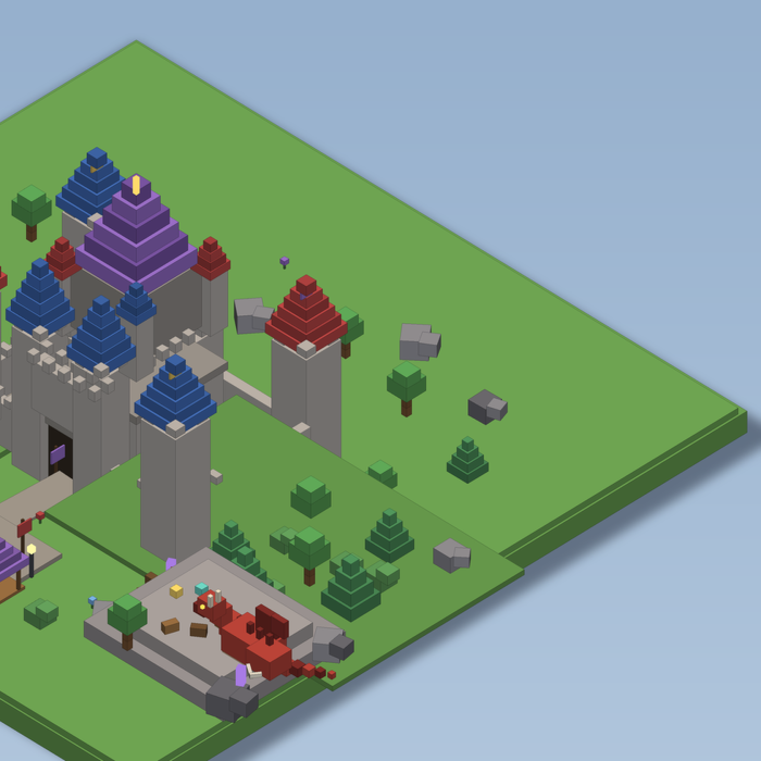 Low Poly Fantasy Kingdom Castle Village Dragon preview 4