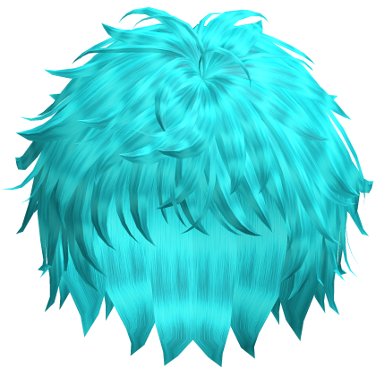 Fluffy Messy Anime Emo Boy Hair Cyan Roblox item