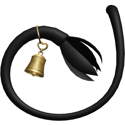 Curled Furry Cow Tail With Stylized Bell | Black Roblox item