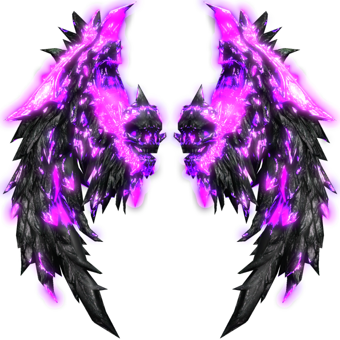 Glowing Emissive Demonic Fire Wings Purple